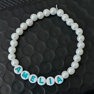 HANDMADE faux pearl name bracelet